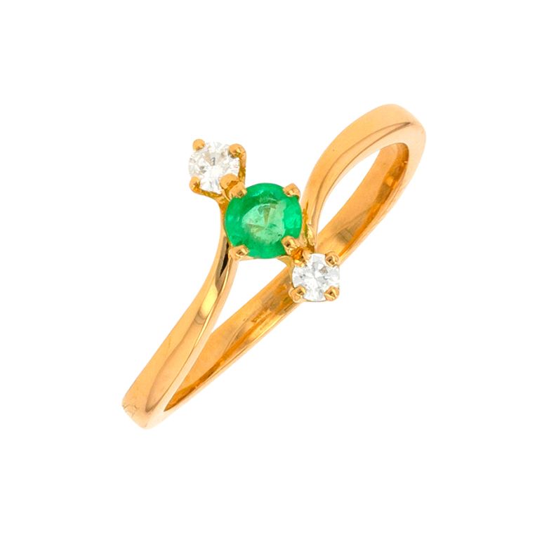 Bague émeraude 0.15 carat et diamants 0.06 carat or jaune 2.07g Comme neuf -  reconditionné disponible sur Gemme Les Bijoux